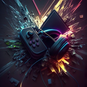 Gamer Neon Abstract Print | Gaming room | Gaming Picture | Switch | Gamer Decor | Wall Art | Video Game Art | Instant Download
