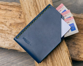 Handmade Minimalist Leather Card Wallet, Full Grain Vegetable Tan