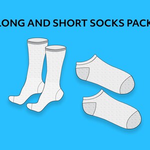 May include: A pack of white socks, including two pairs of long socks and two pairs of short socks. All the socks are white with a grey trim.