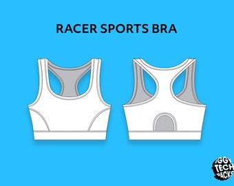 Sports Bra Tech Pack | Activewear Fashion Flat Sketch | Adobe Illustrator AI PDF Vector Template