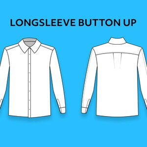 May include: A white long-sleeved button-up shirt with a classic design. The shirt has a button-up front, a collar, and long sleeves with button cuffs.