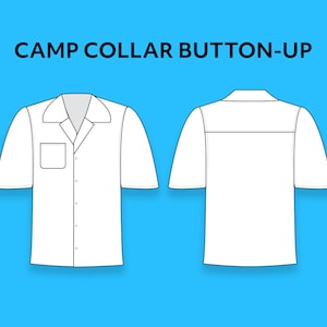 May include: A white short-sleeved button-up shirt with a camp collar. The shirt has a pocket on the left side and buttons down the front. The shirt is shown from the front and back.
