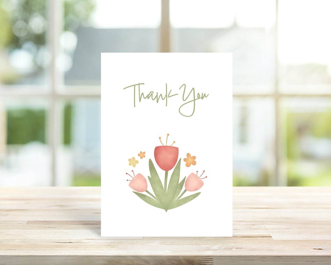Thank You Printable Card Beautiful Thank You Card With Tulips JPG
