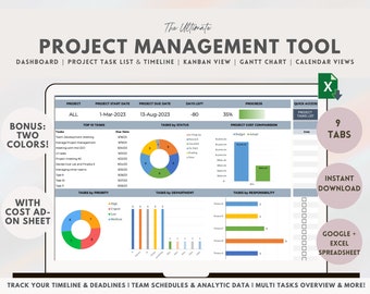 Project Management Google Sheets Project Management Template Excel Project Planner Spreadsheet Project Timeline Task Tracker Gantt Chart