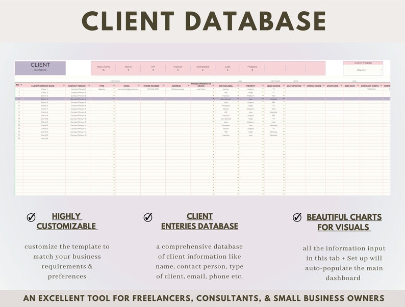Client Tracker Spreadsheet for Small Business Planner Invoice Template ...
