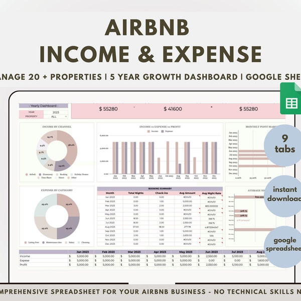 Vacation Airbnb Rental Property Tracker Excel Template Google Etsy UK