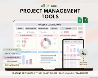 Multi Project Tracker Excel, Project Management Tool, Productivity Planning, Kanban View, Gantt Chart, Task Tracker, To Do, Google Sheets