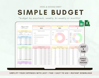 Excel maandelijkse spaarkosten begrotingspreadsheet, wekelijkse inkomstenrekeningen Debt Tracker, Personal Financial Organizer Tweewekelijkse budgetteringssjabloon