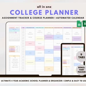 Assignment Tracker Weekly Academic Planner Google Excel Spreadsheet 2025 Student Homework Planning Digital To Do List College Task Tracker