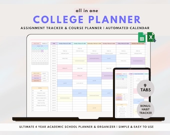 Student Assignment Tracker Google Sheet Daily Weekly Academic Planner Excel Spreadsheet 2025 Homework Planning Digital To Do Task Tracker