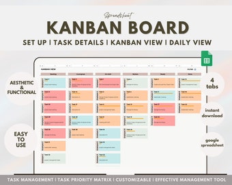 Kanban Board Spreadsheet Task Priority Tracker Employee To Do List Google Sheets Project Management Excel Template Daily Weekly Planner