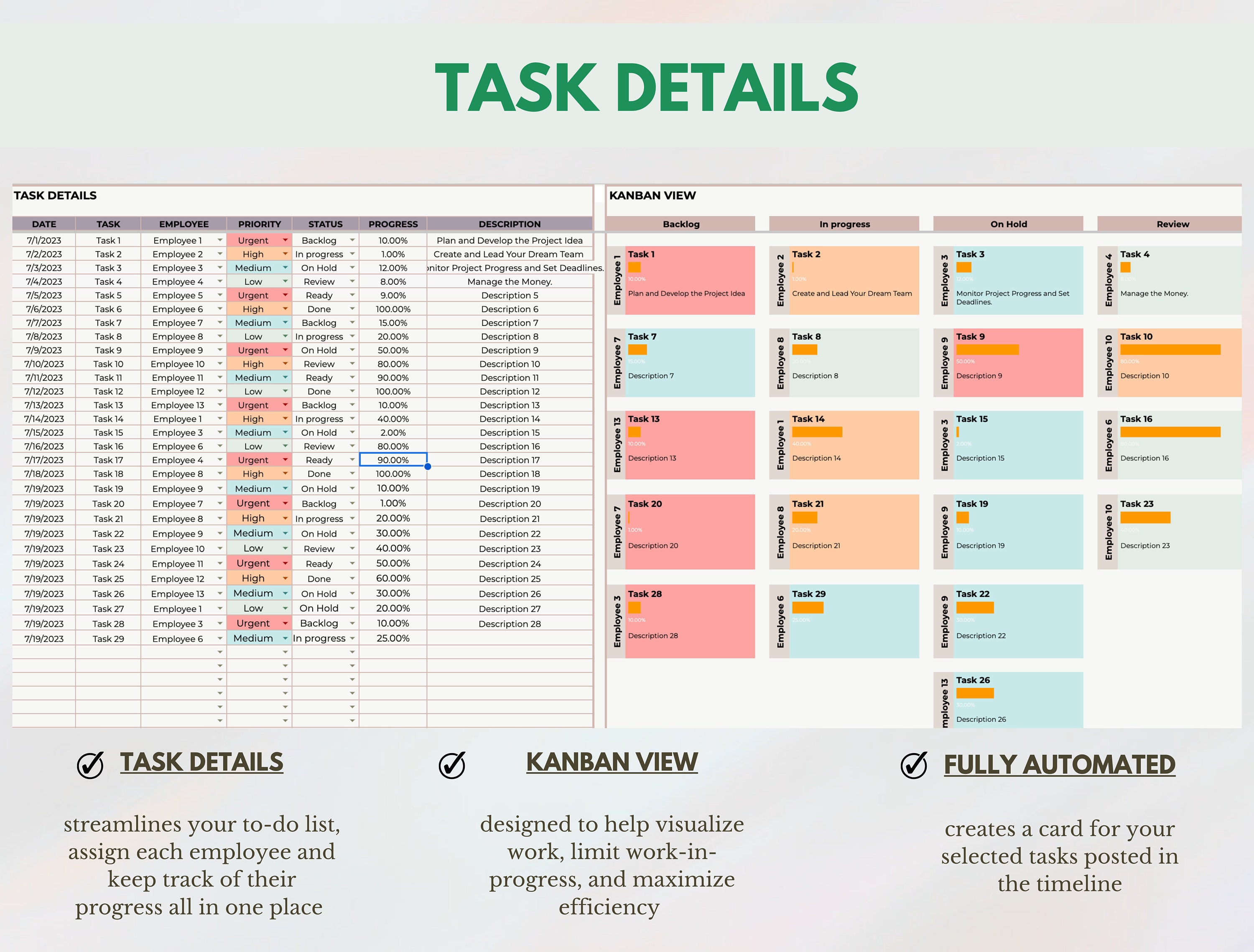 Kanban Board Excel Task Tracker Spreadsheet Priority Matrix Template 