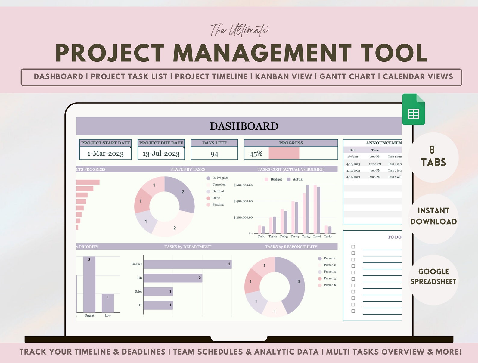 Project Management Dashboard Excel Project Management Spreadsheet ...