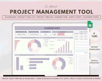 Project Management Dashboard Excel Project Management Spreadsheet Template Project Planner Google Sheet Project Tracker Task Priority Matrix