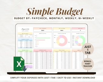 Budget Planer monatliche Tabelle Einfache Ersparnisse Ausgaben Tracker Gehaltsabrechnung