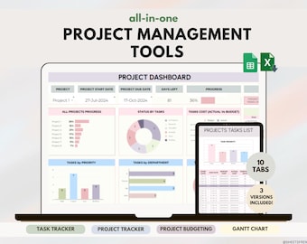 Project Management Excel Google Spreadsheet Multi Project Planning Tool for Small Business To-Do List Task Tracker Kanban Board Gantt Chart