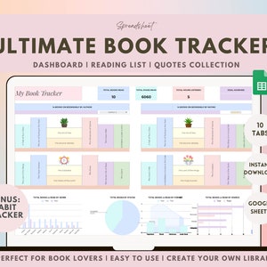 Tracker di elenchi di libri e letture Tracker di serie di fogli di calcolo di Google Excel Registro di lettura Recensione di libri Biblioteca digitale Ottimo regalo per gli amanti dei libri