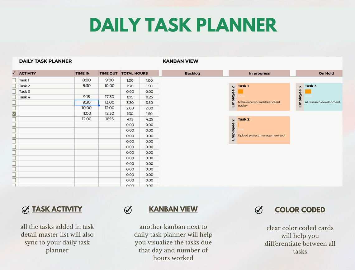 Kanban Board Excel Task Tracker Spreadsheet Priority Matrix Template ...