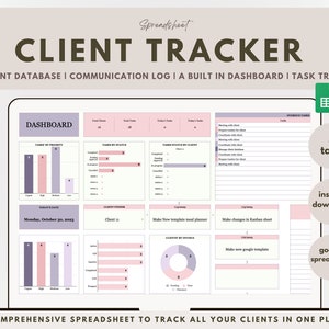 Client Tracker Spreadsheet for Small Business Planner Invoice Template Customer Task Tracker Customer List Management Business Lead Tracker
