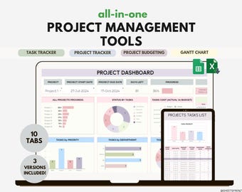 Project Management Excel Google Spreadsheet Multi Project Planning Tool for Small Business To-Do List Task Tracker Kanban Board Gantt Chart