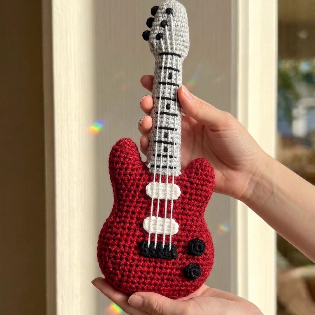 Crocheted Instruments Music Crochet Guitar Pattern, Amigurumi Electric Guitar PDF, Musical ...