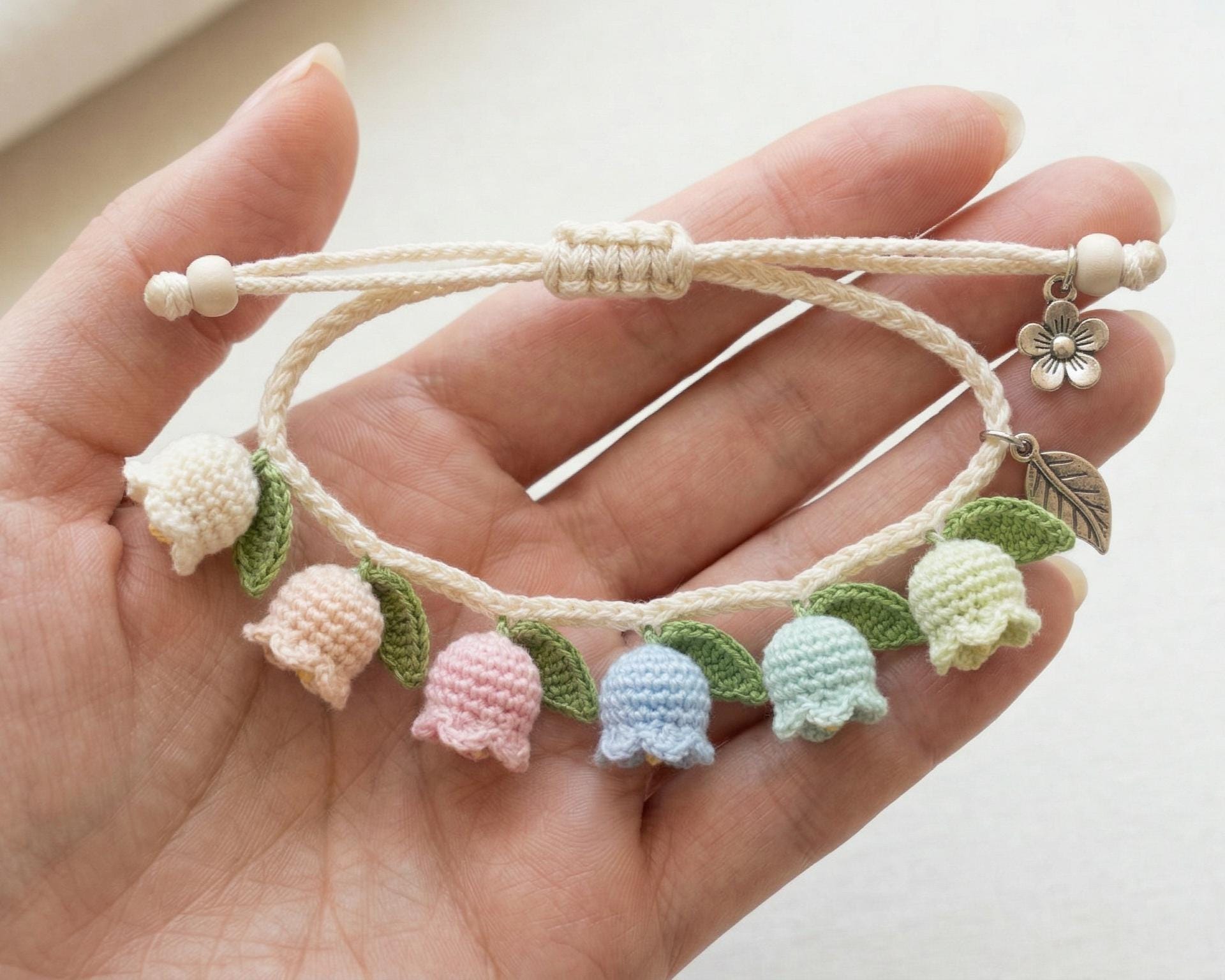30 Lily of the Valley Crochet Patterns for Elegant Flowers, Gifts, and Home Decor 13 Lily of the Valley Bracelet Crochet Pattern