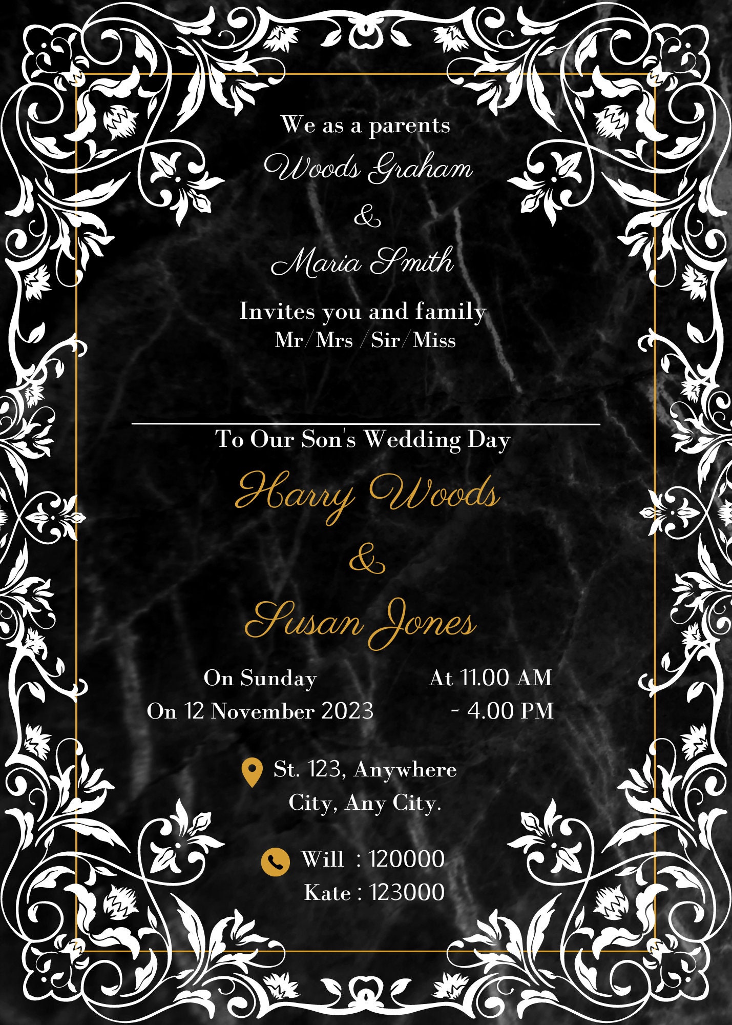 Black And Gold Simple Bridesmaid Invitation - Venngage