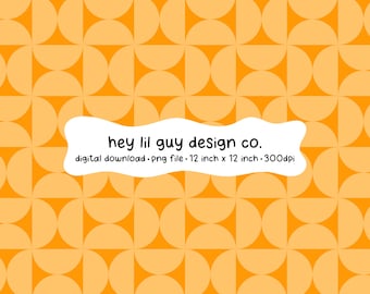 Bauhaus Style Half Circles Seamless Pattern Orange Fabric Sublimation Repeating PNG Digital Paper Aesthetic Wallpaper