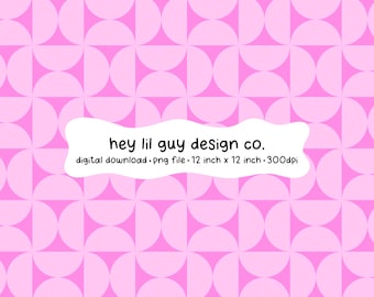Bauhaus Style Half Circles Seamless Pattern Pink Fabric Sublimation Repeating PNG Digital Paper Aesthetic Wallpaper