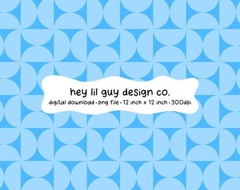 Bauhaus Style Half Circles Seamless Pattern Blue Fabric Sublimation Repeating PNG Digital Paper Aesthetic Wallpaper