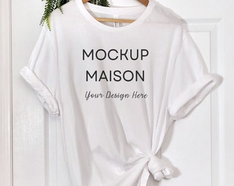White Bella Canvas 3001 Mock, Tshirt Mockup, Styled Shirt Mockup, Fall Mockup, Womens Tee Mock, White T-Shirt Mockup, White Tshirt mock