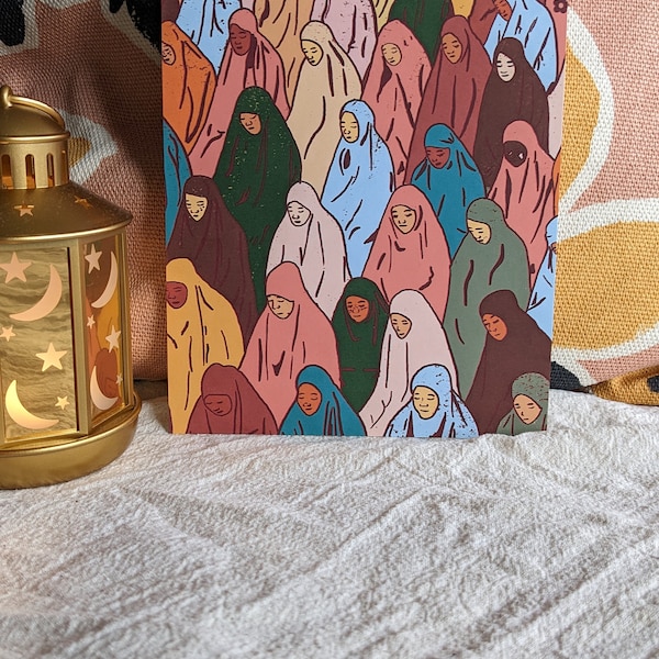 Namaaz Print, Women Praying Islamic Art, Ramadan Decor