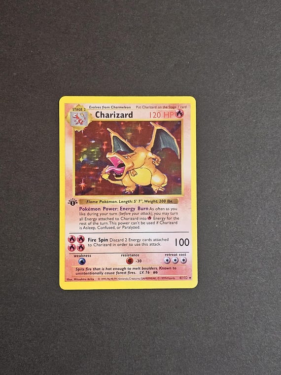 1st Charizard Custom Handmade Card Holographic Pokemon With Hard Case and  Quick Shipping - Etsy