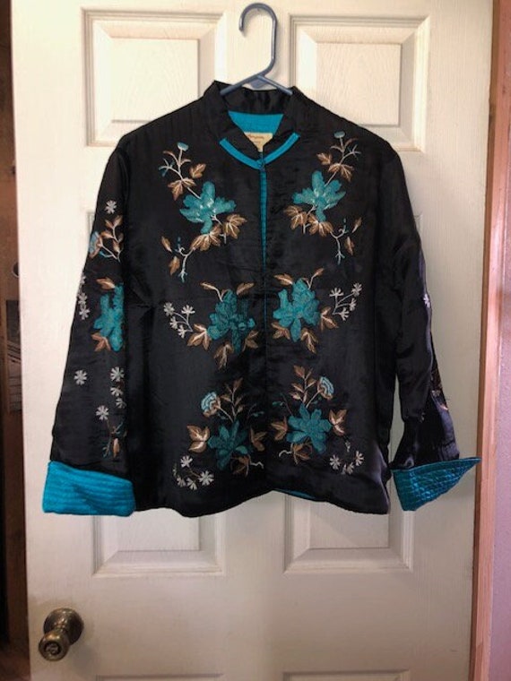 Black Embroidered Asian style womens jacket