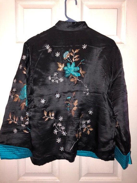 Black Embroidered Asian style womens jacket - image 2