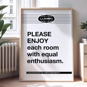 Severance Poster Please Enjoy, TV Show Inspired Print, Macrodata Refinement Replica of Lumon Props, Break Room, Matte Vertical Poster
