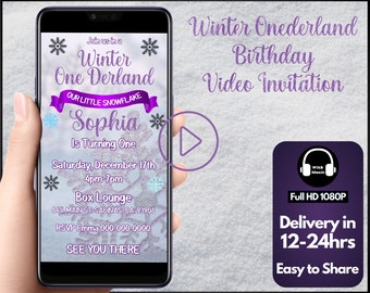 Winter Onederland Birthday Video Invitation, winter Onederland video invitation, kids first birthday Invitation Video, digital evite