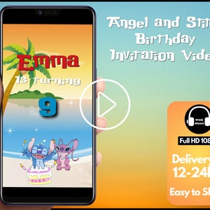 Invito video Angel and Stitch, video invito compleanno angelo e stich, invito video personalizzato, evite digitale