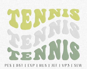 Tennis Embroidery Design File, Groovy Tennis, Trendy Embroidery, Sports Embroidery, Girls Sports Embroidery, Boys Sports Embroidery