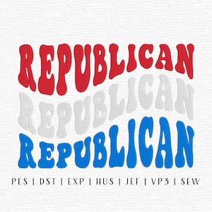Republican Embroidery Design File, Groovy Republican, Trendy Embroidery File, Political Embroidery Design, Republican Embroidery, Go Vote