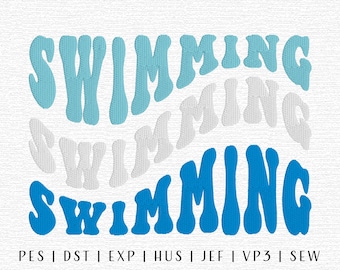 Swimming Embroidery Design File, Groovy Swimming, Trendy Embroidery, Sports Embroidery, Girls Sports Embroidery, Boys Sports Embroidery