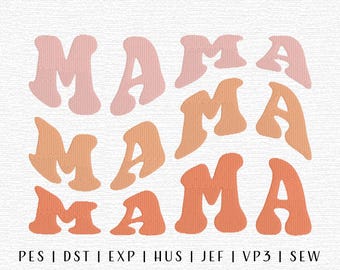 Mama Embroidery Design File, Trending Embroidery Designs, Groovy Mom Design, Mama Embroidery, Mother's Day Embroidery Design, New Mom