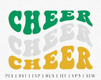 Cheer Embroidery Design File, Groovy Cheer, Trendy Embroidery, Sport Embroidery, Girls Sport Embroidery, Boys Sport Embroidery, Cheerleading