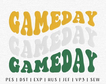 Gameday Embroidery Design File, Groovy Gameday, Sports Embroidery File, Trendy Embroidery, Vintage Embroidery, Retro Embroidery