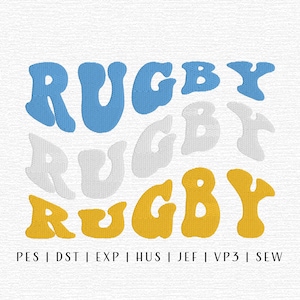 Rugby Embroidery Design File, Groovy Rugby, Trendy Embroidery, SportsEmbroidery, Girl Sports Embroidery, Boy Sports Embroidery, Rugby Design
