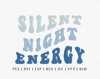 Silent Night Energy Embroidery Design File, Groovy Christmas, Groovy Christmas Embroidery, Trending Embroidery File, Retro Christmas
