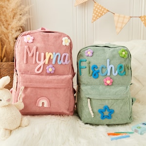 Sac à dos en velours avec nom personnalisé pour tout-petit - Cartable souple pour garderie avec nom brodé coloré, sac préscolaire personnalisé pour garçons ou filles