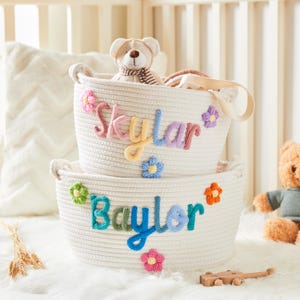 Personalisierte Baby-Geschenkkörbe - Seil Baumwolle Baby-Geschenkkörbe, Geburtsgeschenke, Babypartygeschenke, Spielzeugaufbewahrungsboxen, Kinderzimmerdekorgeschenke
