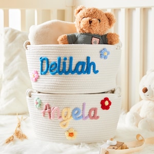 Personalisierter Babykorb - Spielzeug-Organisator, Baby-Geschenkkörbe, Seil-Baumwollbaby-Geschenkkörbe, Neugeborenen-Geschenke, Baby-Tagesgeschenke, Kinderzimmer-Dekor