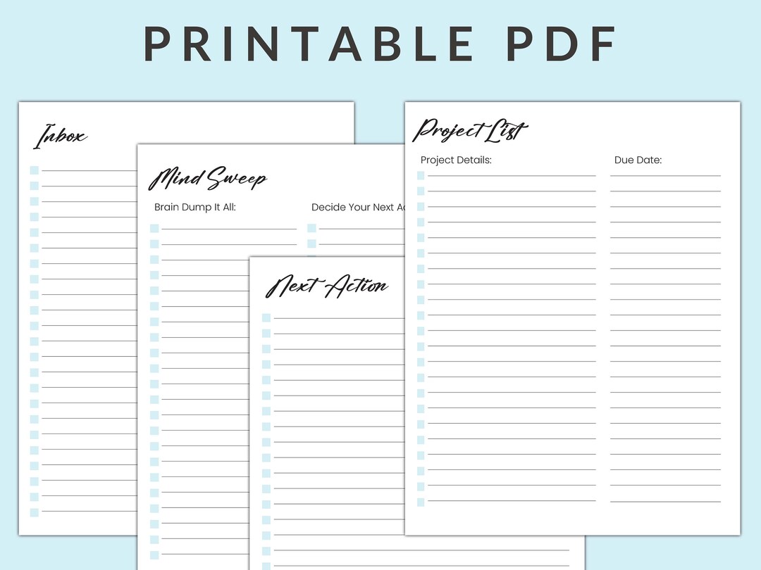 Printable Getting Things Done GTD Planner GTD Worksheets - Etsy